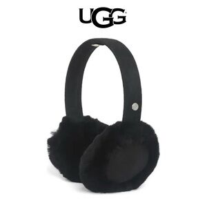 UGG Black Real Fur Shearling Earmuffs NWT